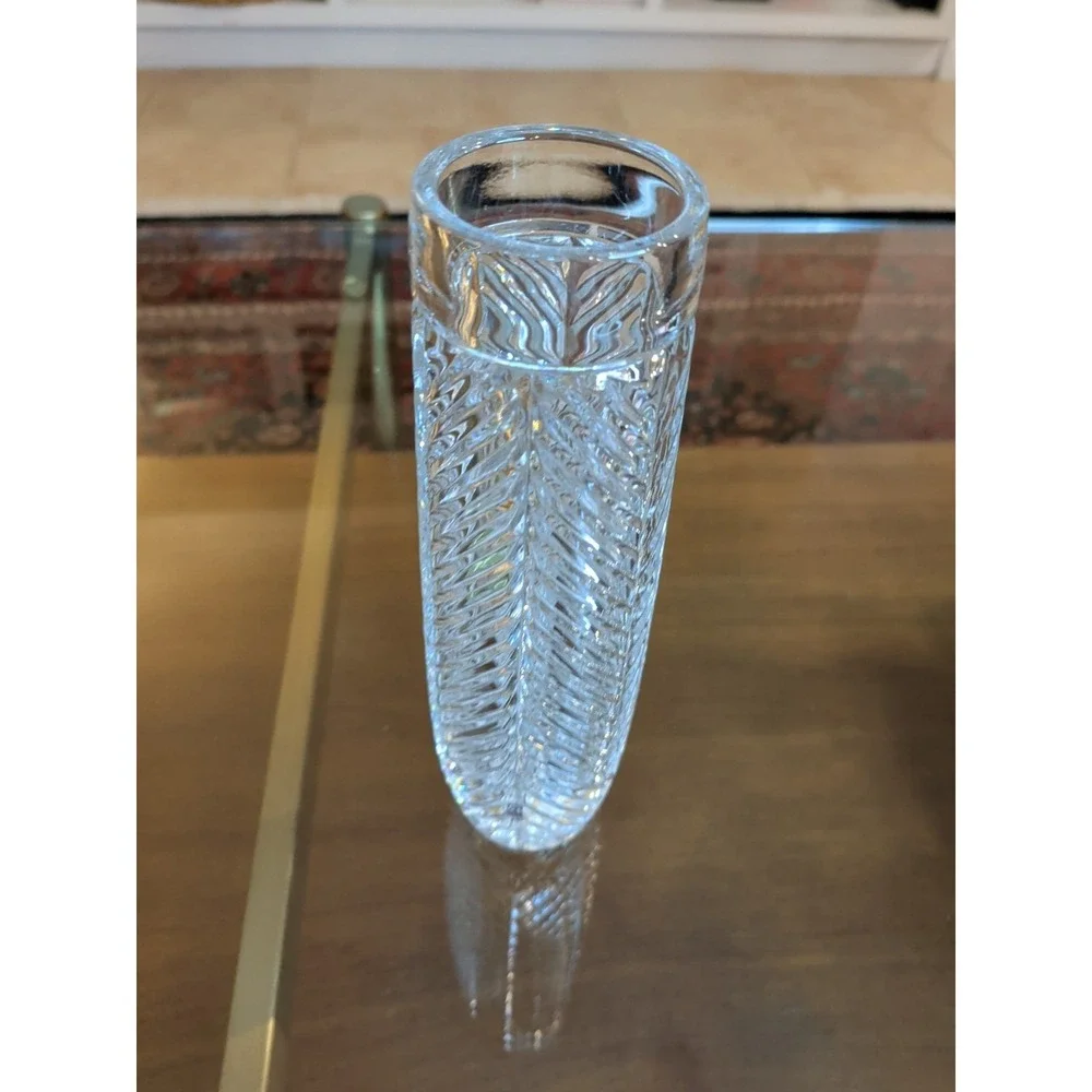 Crystal Ralph Lauren Herringbone‎ Bud Vase, Excellent Condition, 7.5